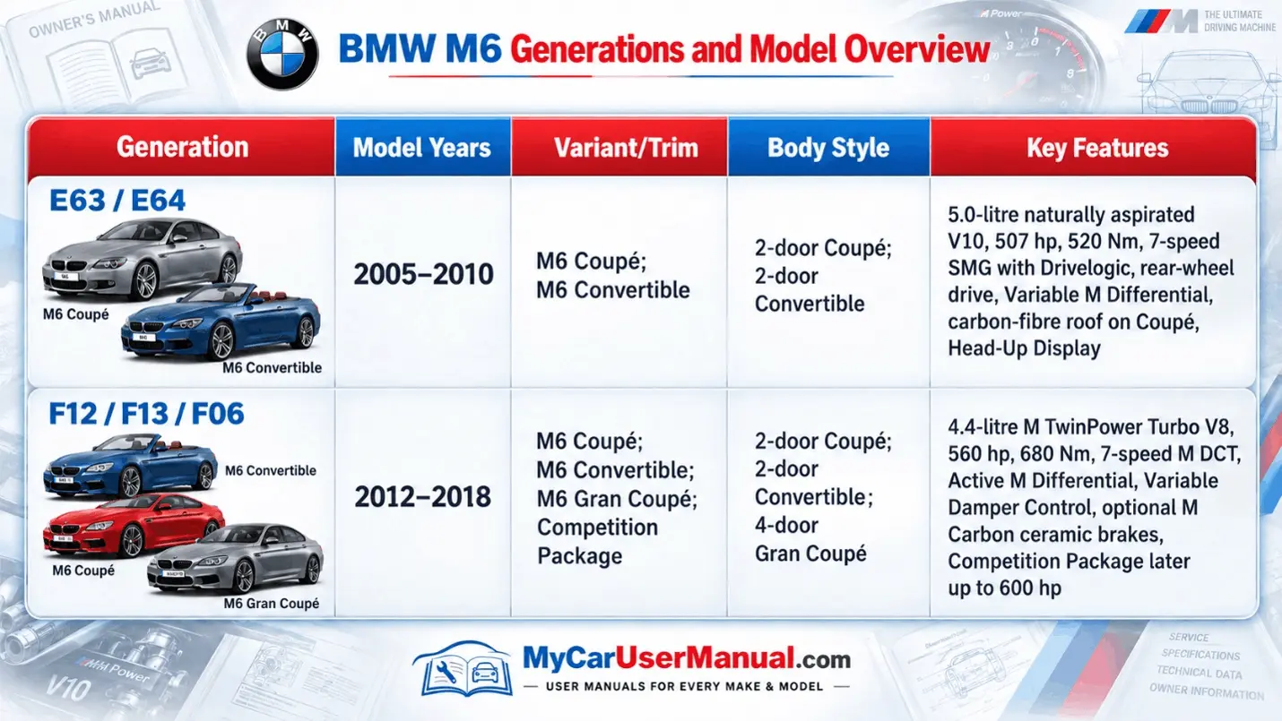 Bmw M6 Owner Manual PDF