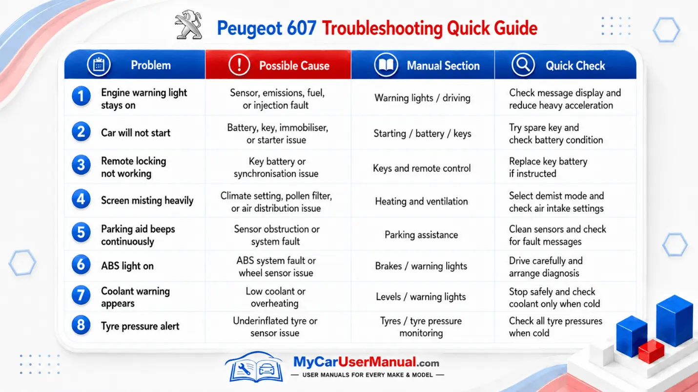 Peugeot 607 Handbook & Service Guide