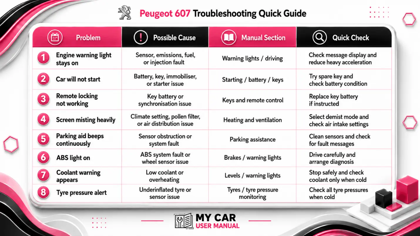 Peugeot 607 Handbook & Service Guide