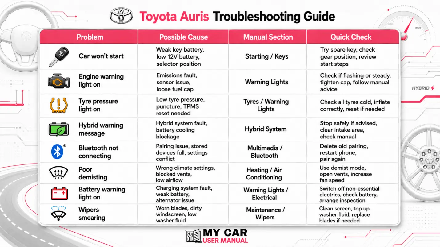 Toyota Auris Handbook & Service Guide