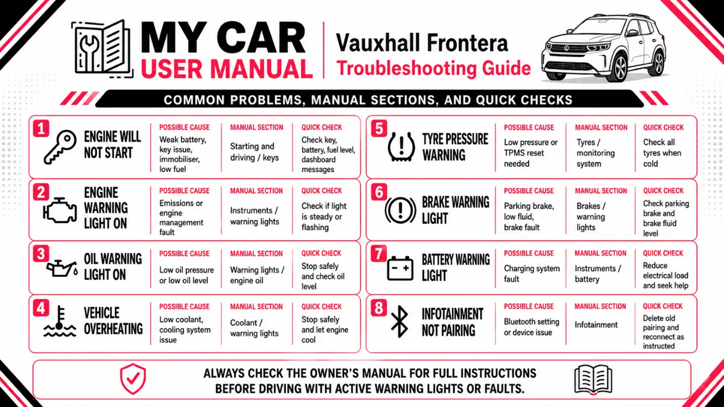Vauxhall Frontera Handbook & Service Guide