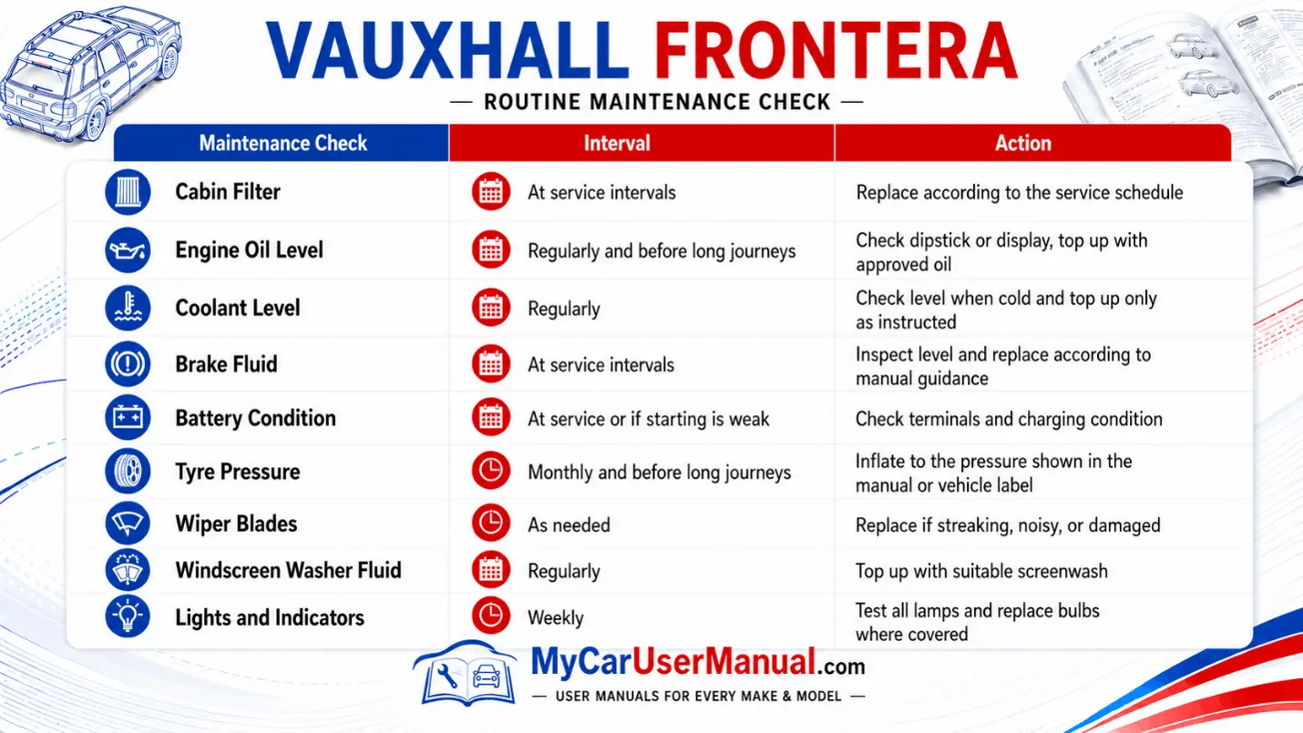 Vauxhall Frontera User Manual PDF