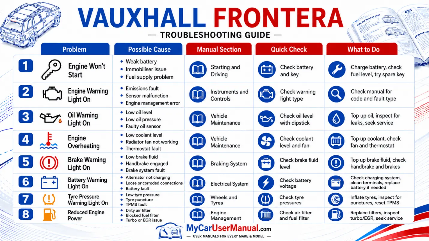 Vauxhall Frontera Handbook & Service Guide