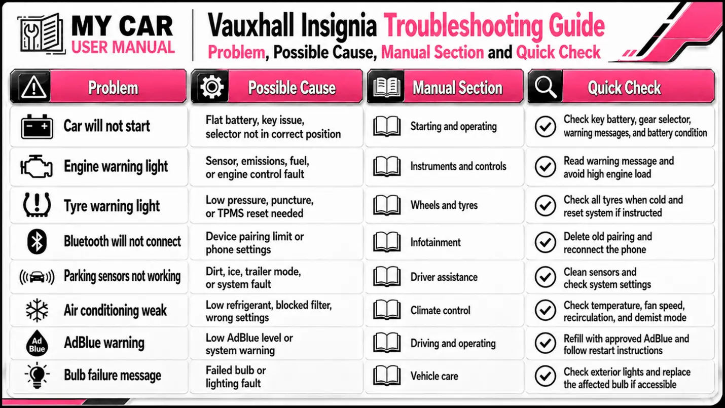 Vauxhall Insignia Handbook & Service Guide